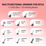 MelodySusie Electric Nail Drill Machine 11 in 1 Kit, Portable Electric Nail File Efile Set for Acrylic Gel Nails, Manicure Pedicure Tool with Nail Drill Bits Sanding Bands Dust Brush, Gold - Image 7